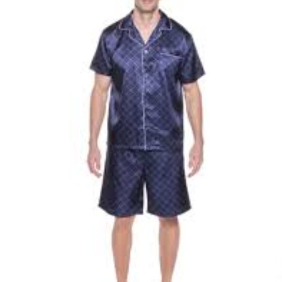 4 - NWT NOBLE MOUNT MEN'S PREMIUM SATIN SHORT PAJAMA SET - Picture 1 of 4